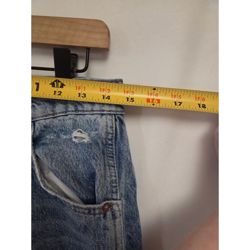 Free People We The Free Good Luck Mid-Rise Barrel Jeans Blue Denim 27 Distressed - Picture 5 of 7